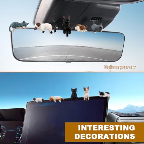 12-Piece Mini Cat Figurine Set for Car Dashboard and Home Decor