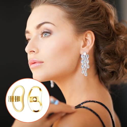 BOHUIZ 16 Pcs Locking Earring Backs for Heavy Earrings & Droopy Lobes