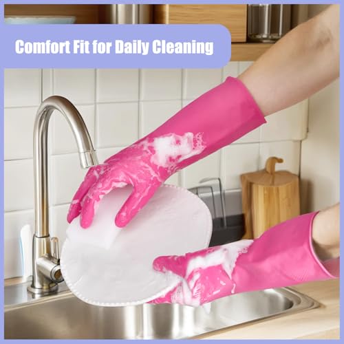 XL Reusable Colorful Dishwashing Gloves 4 Pairs - Waterproof Household Cleaning Gloves