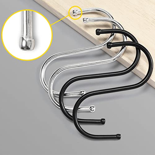 Lansonee 10-Piece Stainless Steel S-Shaped Hooks for Kitchen and Bathroom Storage, Large Size