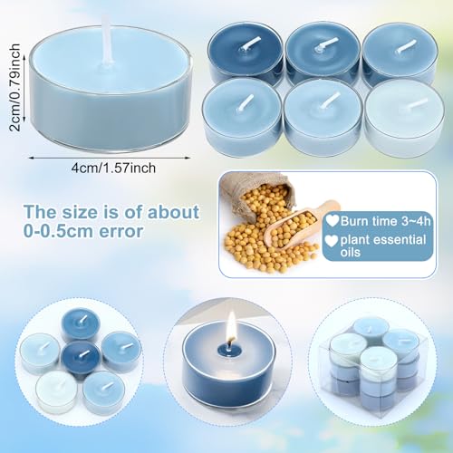 Honoson 12-Pack Gradient Blue Scented Tea Lights - 6 Assorted Fragrances