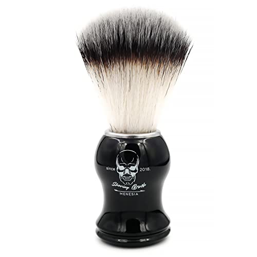 Men's Shaving Brush Synthetic Hair Black Skull Handle Travel Size