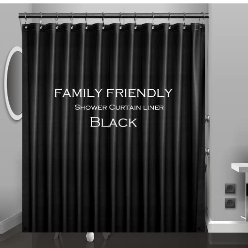 Eazzier Bath Black Plastic Shower Curtain Liner, 72x72 Inch, B03-black