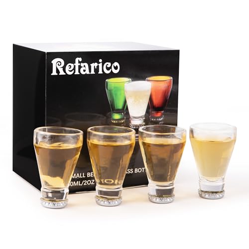 Beer Bottle Shot Glasses Set of 4 - 2oz Premium Glassware