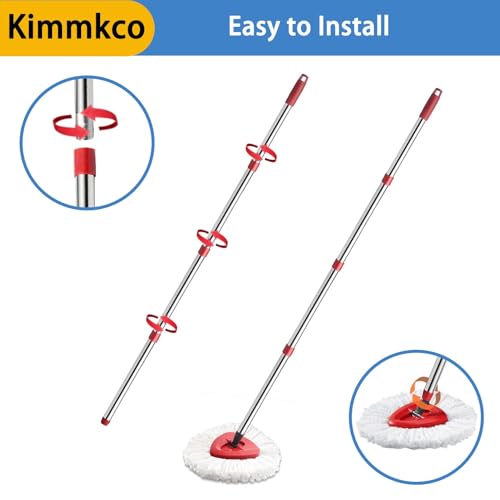 Kimmkco Stainless Steel Spin Mop Handle Replacement 4-Section Adjustable 30-58 inch for Ocedar EasyWring & RinseClean Systems