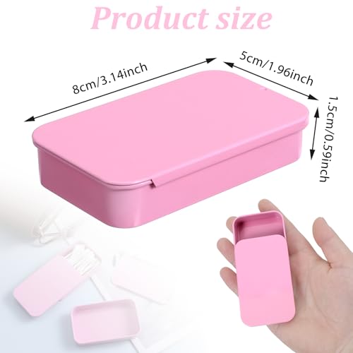 2 Pack Portable Dental Floss Holder Refillable Pink Tinplate Case