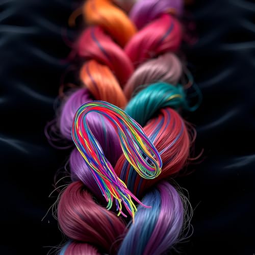 Tnyvm 32 Pcs Colored Hair Strings for Braids Gradient Hair Wrap Ribbons