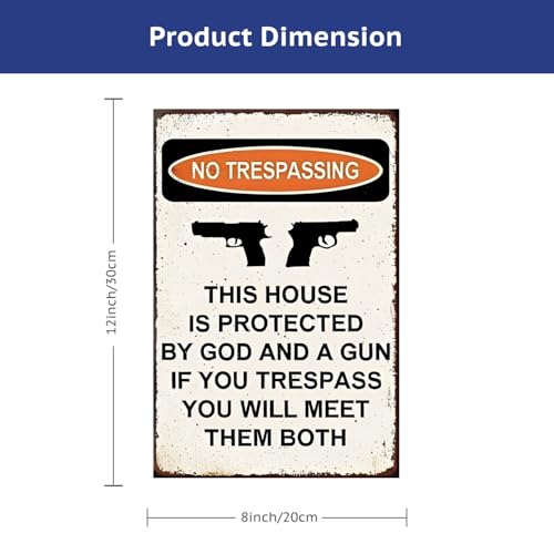 Protected by God and Gun Sign-Tin Funny Warning Signs for Outdoor
