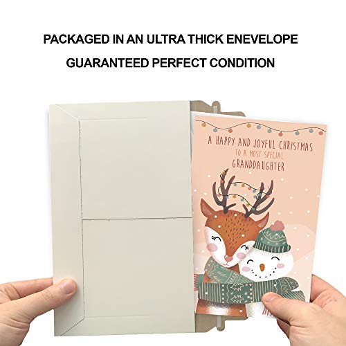 Christmas Greeting Card for Granddaughter - Eco-Friendly Thick Card Stock with Envelope - Made in USA