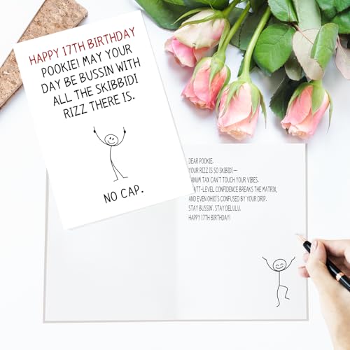 Funny 17th Birthday Card for Gen Z - Humorous Slang Greeting Card