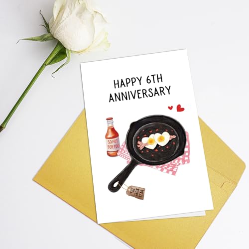 Funny 6 Year Iron Anniversary Card for Husband or Wife, Blank Inside
