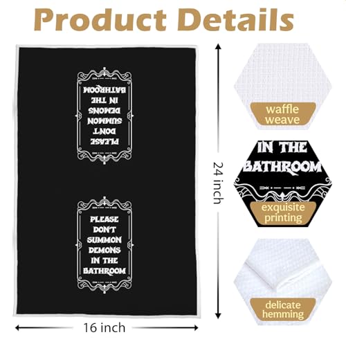 Funny Gothic Waffle Hand Towels for Bathroom Decor - 16x24 Inch