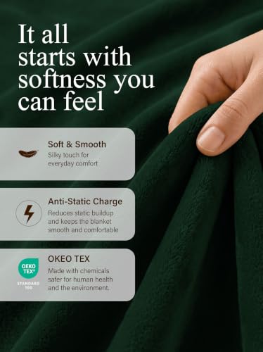 Utopia Bedding Queen Size Fleece Bed Blanket - Forest Green, 90x90 Inch