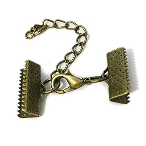 10 Set Ribbon Clamp Crimp Ends with Lobster Claw Clasps