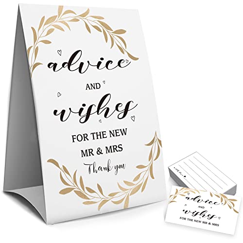 Wedding Advice Sign with 50 Advice Cards for Bridal Shower