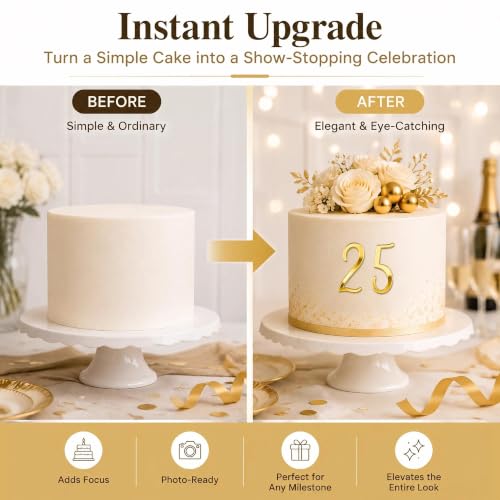 Gold Acrylic Cake Topper Set - 10PCS Numbers 0-9 for Birthdays & Anniversaries