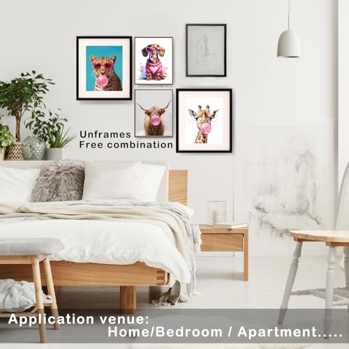 Funny Animal Wall Art Prints Set of 4 Trendy Bubble Gum Pictures 8x10