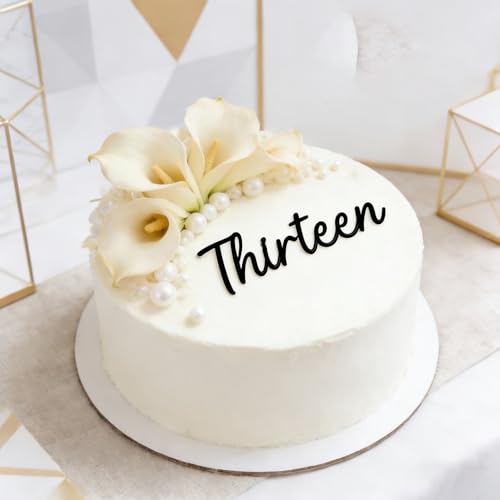 Elegant Black Acrylic Thirteen Cake Topper for 13th Birthday