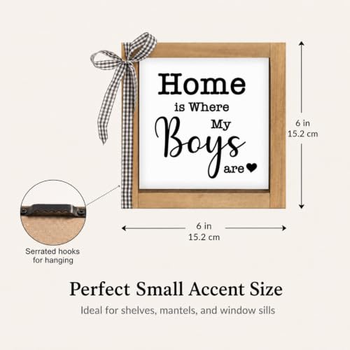 Home is Where My Boys Are Sign | Rustic Wooden Family Quote Plaque