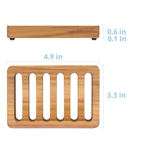 Teak Wood Slotted Soap Holder - 1pc Non-Slip Design for Kitchen Sink