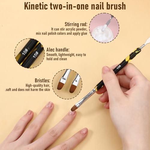 Bruislard 2 Pcs Dual-Ended Nail Art Brushes & Stirring Rod for Gel Nails
