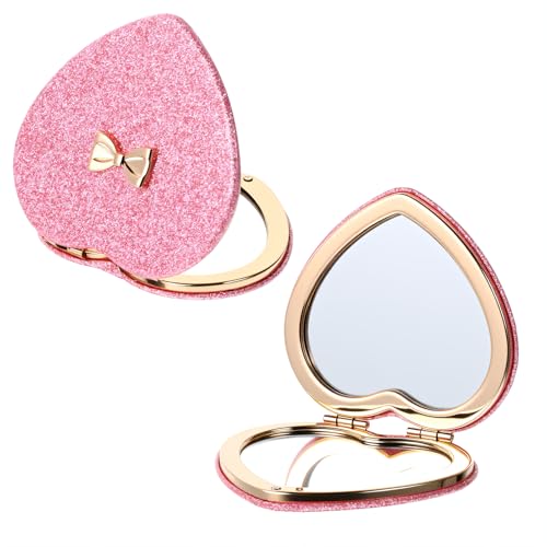 Giantree Cute Heart-Shaped Pocket Makeup Mirror - Portable Double-Sided Compact