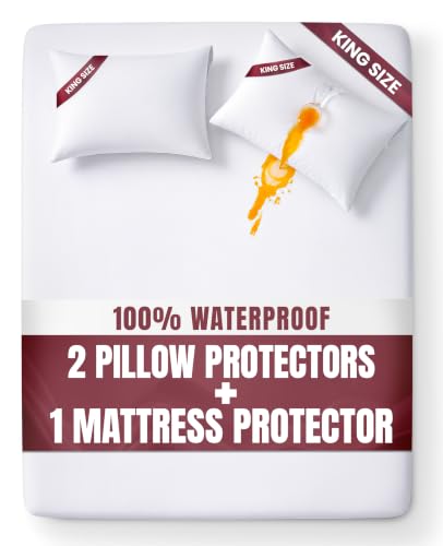 King Size Waterproof Mattress Protector Set with 2 Pillow Cases