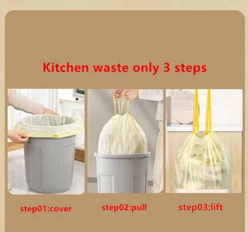 Durable Milky Yellow 4-Gallon Drawstring Trash Bags - 60 Count