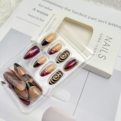 GUAACCB Purple French Tip Press on Nails Medium Almond Fake Nails