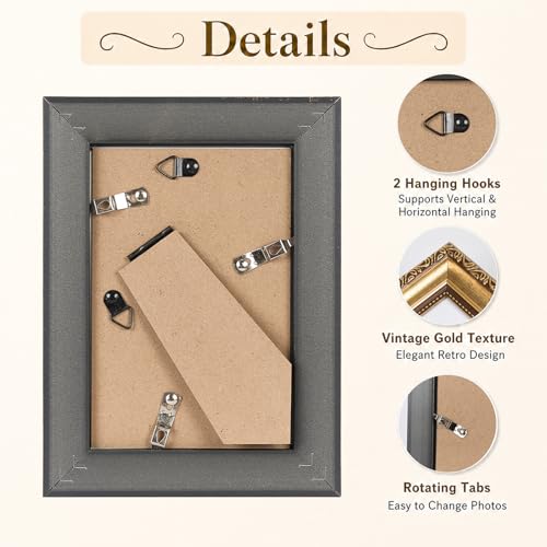 JCJMY 4x6 Vintage Gold Picture Frame Set with Mat - 2 Pack