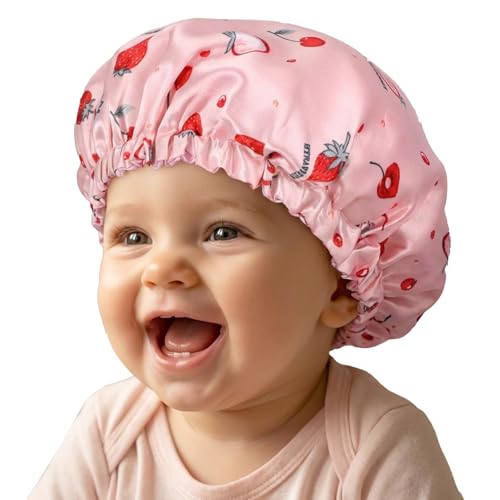 Sibba Baby Satin Sleep Cap Strawberry Soft Silk Hair Bonnet