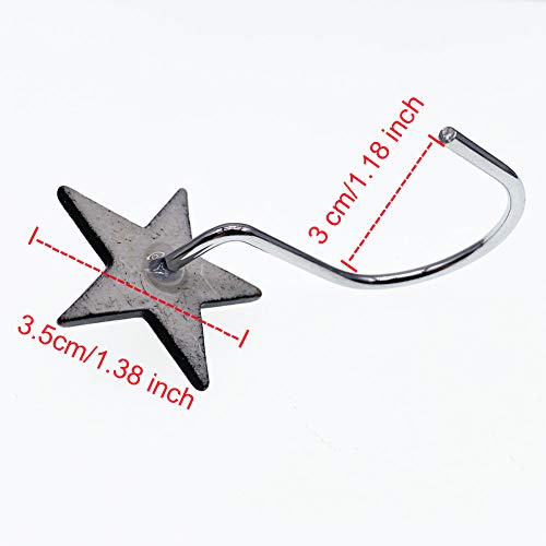 CHICTIE Star Shower Curtain Hooks - Set of 12 Retro Bronze Rustproof Rings