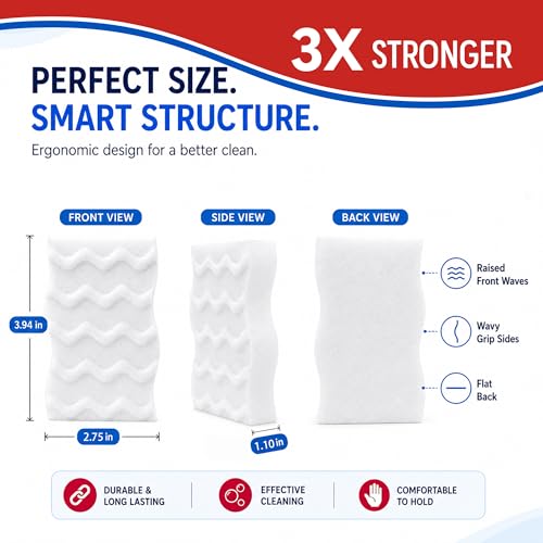 20 Pack Extra Durable Magic Sponge Erasers for Deep Cleaning
