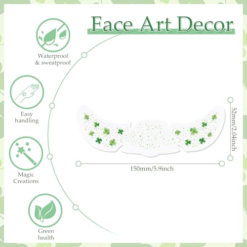 St. Patrick’s Day Shamrock Glitter Freckle Temporary Tattoos 6 Sheets