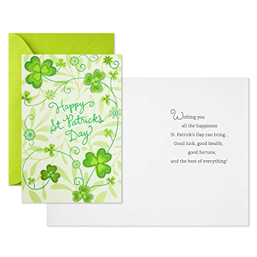 Hallmark St. Patrick's Day Greeting Cards with Envelopes, Shamrock Design (6-Pack)