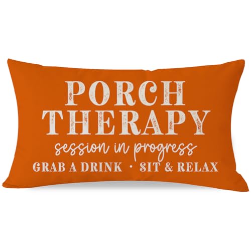 PANDICORN Farmhouse Throw Pillow Cover 12x20 Inch - Orange