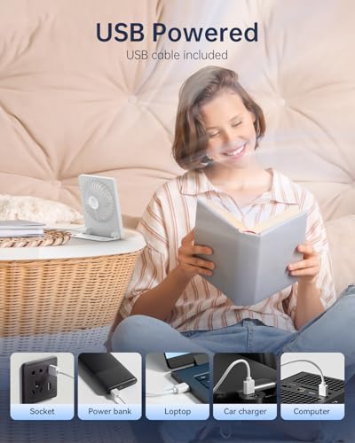 TriPole USB Mini Desk Fan - Portable White Fan with 3 Speeds