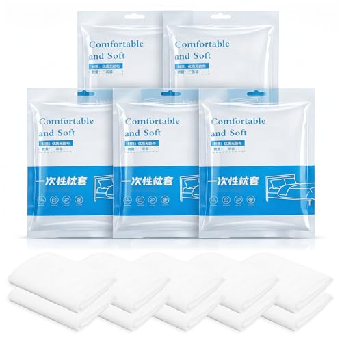 10-Pack Disposable Pillow Cases - Soft SMS Nonwoven Covers 20x31