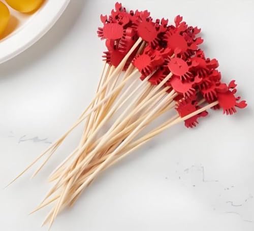 Mini Crabs Cocktail Picks - 100 Natural Bamboo Toothpicks