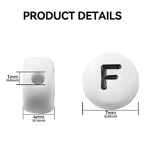 Carporay 1000 Pcs 7x4mm Flat Round Acrylic Alphabet Letter Beads for DIY Jewelry Making