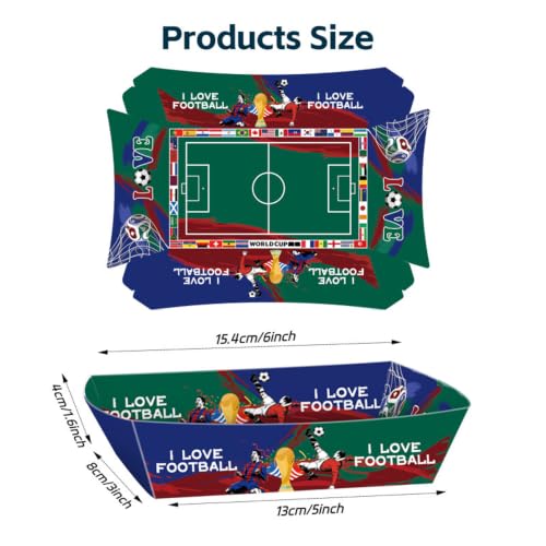 NIhtian 12 Pack Soccer Popcorn Boxes Disposable Paper Snack Trays for Birthday Party