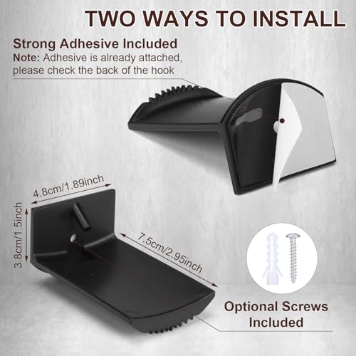 Dntorx Wall Hat Hooks - 8 Pack Cowboy Hat Rack Holders, Black
