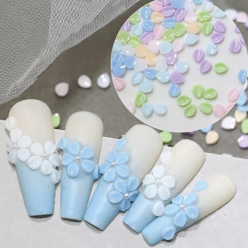 150Pcs 3D Floral Resin Nail Charms with Pearls and Rhinestones for Spring Summer Acrylic Nails