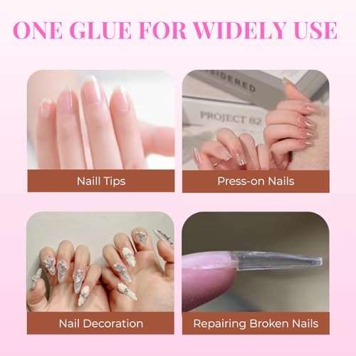 OXIZONA Professional Strong Nail Glue for Press On Nails & Tips - 6Pcs