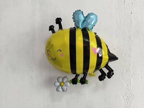 Bee Balloons Set - 4pcs Foil Daisy Honeybee Balloons for Parties