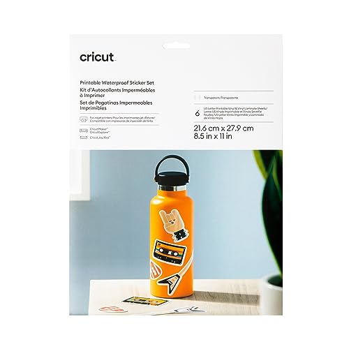 Cricut Printable Waterproof Sticker Set - Transparent, 6 Sheets