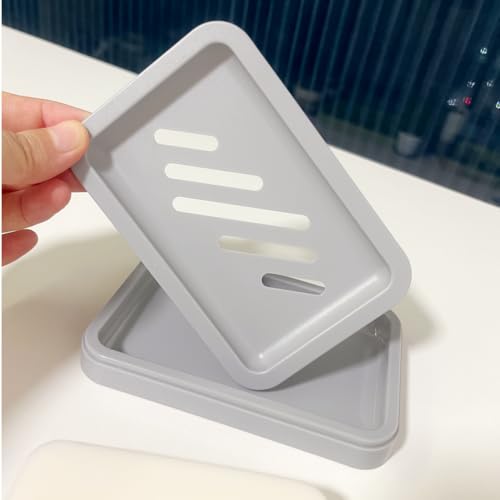 Mcyye 2PCS Grey Soap Holders - Premium Plastic Dish for Bath & Kitchen