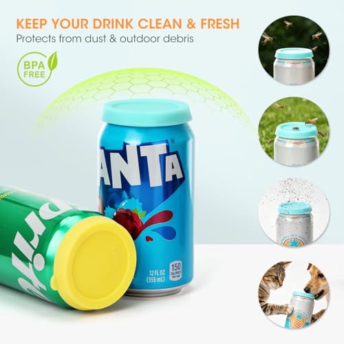 Aieve Silicone Soda Can Lids - 8 Pack Reusable Beverage Covers