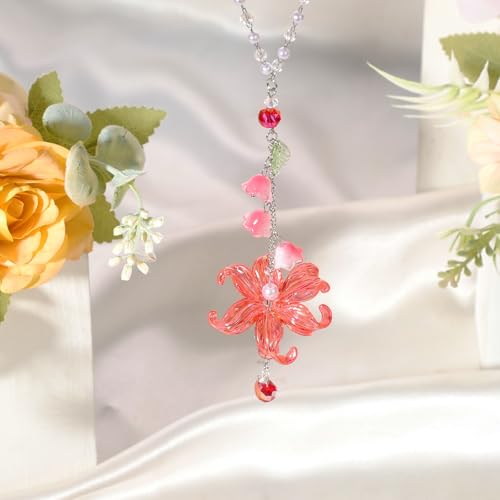 Lily Flower Car Charm - Elegant Resin Waterlily Suncatcher