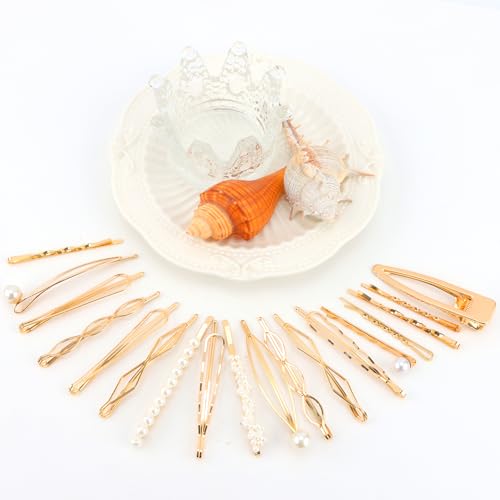 CUBACO 18 PCS Gold Hair Pins Vintage Pearl Hair Clips & Barrettes